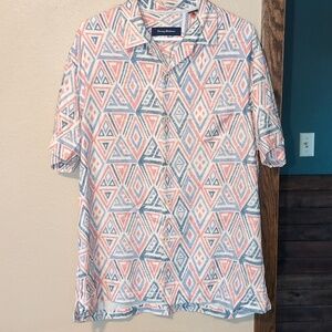 Tommy Bahama Pastel Silk Geometric Shapes Printed Button Up Shirt